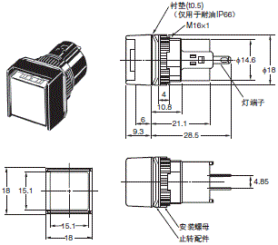 M16 外形尺寸 2 M16□-A_Dim