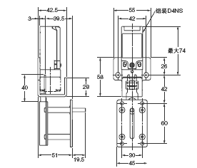 D4NS, D4NS-SK 外形尺寸 23 D4NS-SK01_Switch Mounting Pattern 2_Dim