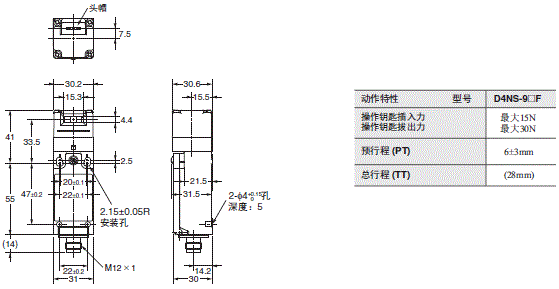 D4NS, D4NS-SK 外形尺寸 9 D4NS-9□F_Dim