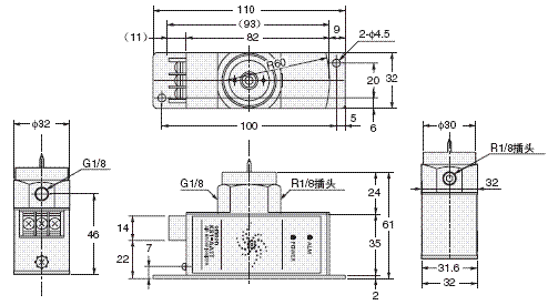 KS1 外形尺寸 3 Ionizer_Dim