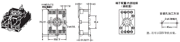 E5CN, E5CN-U 外形尺寸 22 