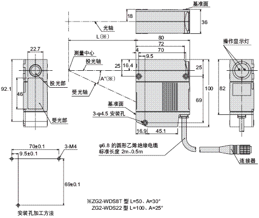 ZG2 外形尺寸 6 ZG2-WDS8T/WDS22_Dim