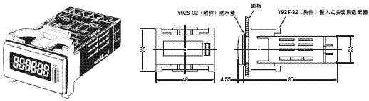 H7GP 外形尺寸 6 With Flush Mounting Bracket_Dim