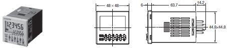 H7CZ 外形尺寸 4 H7CZ-L8/-L8D1 (Flush Mounting/Surface Mounting Models)_Dim