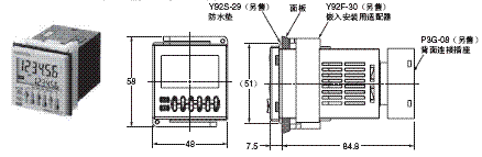 H7CZ 外形尺寸 7 H7CZ-L8/-L8D1 (Adapter and Waterproof Packing Ordered Separately)_Dim