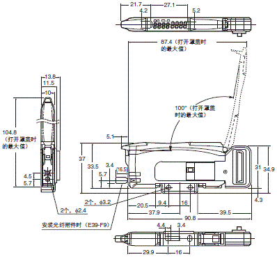 E3X-CRT 外形尺寸 4 