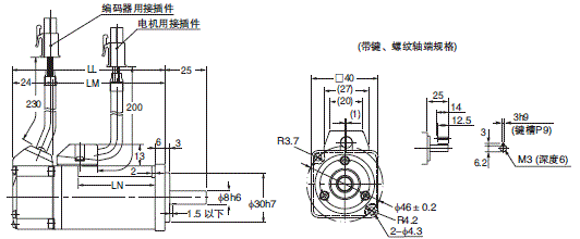 R88M-KE□-Z, R88D-KP□-Z 外形尺寸 13 