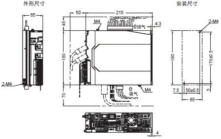 R88M-1□ / R88D-1SN□-ECT 外形尺寸 4 