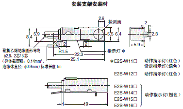 E2S 外形尺寸 2 E2S-W1[]_Dim