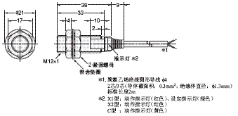 E2EM 外形尺寸 4 E2EM-X4□□_Dim