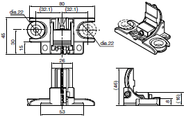 F3SJ系列 外形尺寸 29 Quick mount bracket for F39-LJB3_Side mounting_Dim